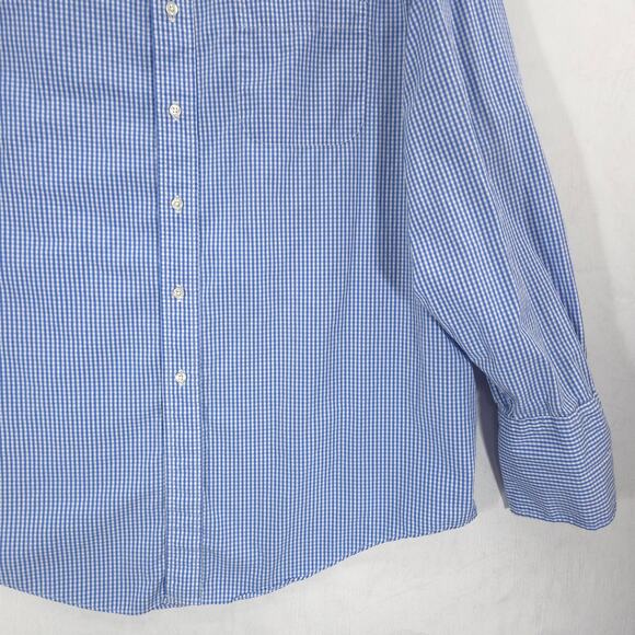 Vintage Brooks Brothers Makers Dress Shirt Mens 17.5-34 Blue Check French Cuff - Picture 4 of 13